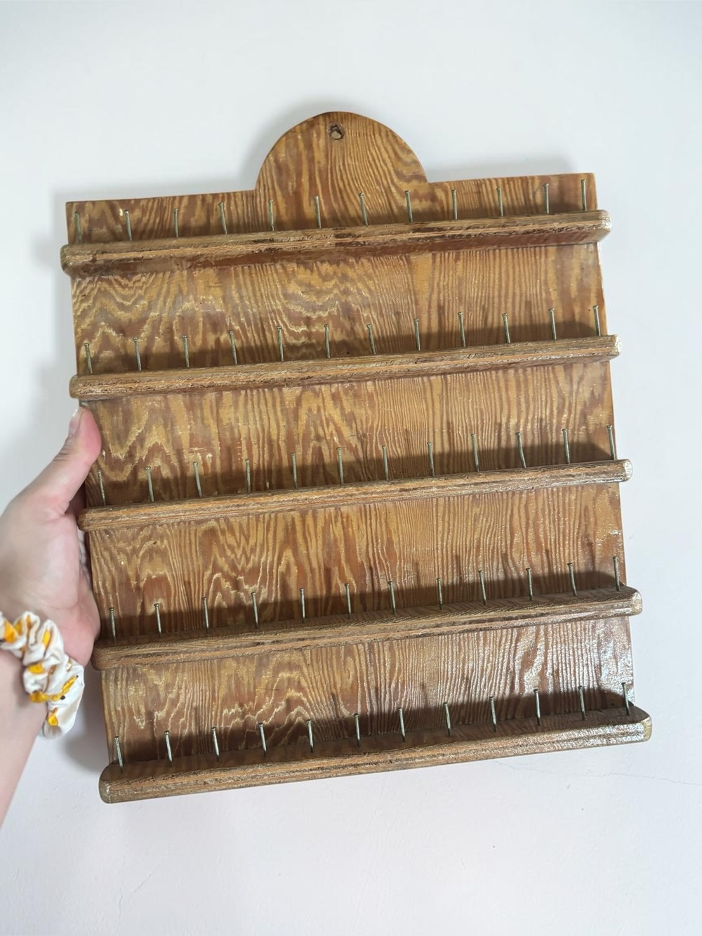 Vintage Wooden Thread Spool Rack Wall Display Shelf